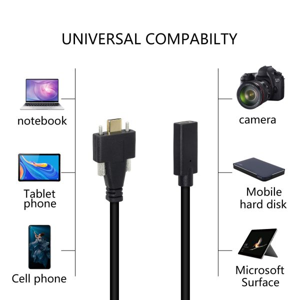 USB 3.1 Type C Panel Mount Cable USB-C Male to Female Extension Cable with dual screw - Imagen 6