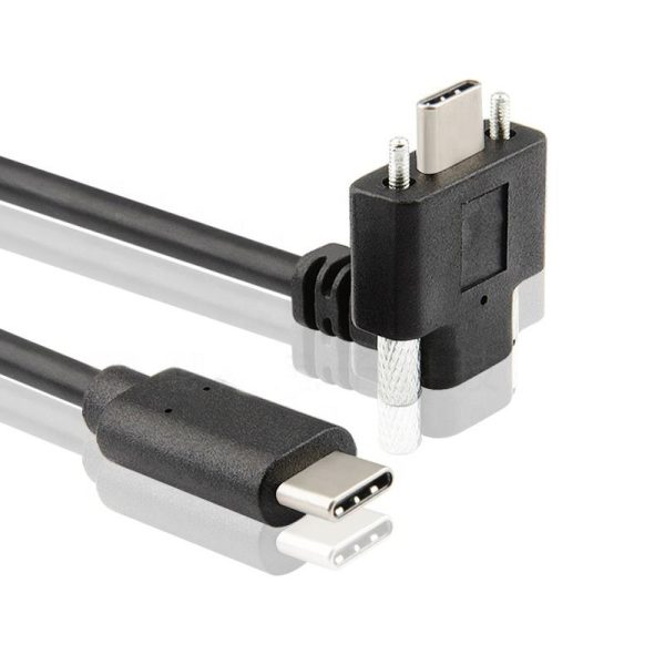 UP Angle USB-C Panel Mount Cable USB 3.1 Type C Male to Male Cable with screw - Imagen 2