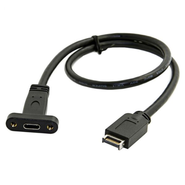 Panel Mount USB Type-E to USB 3.1 Type C Male to Female Extension Cable - Imagen 4