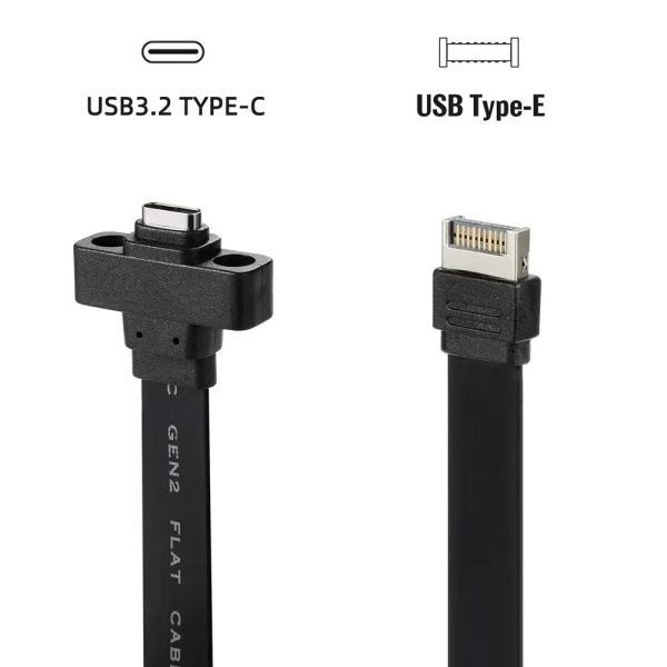 Flat USB Type-E Panel Mount Cable Male to USB 3.1 Type C Female MotherBoard Panel Mount Extension Cable - Imagen 3