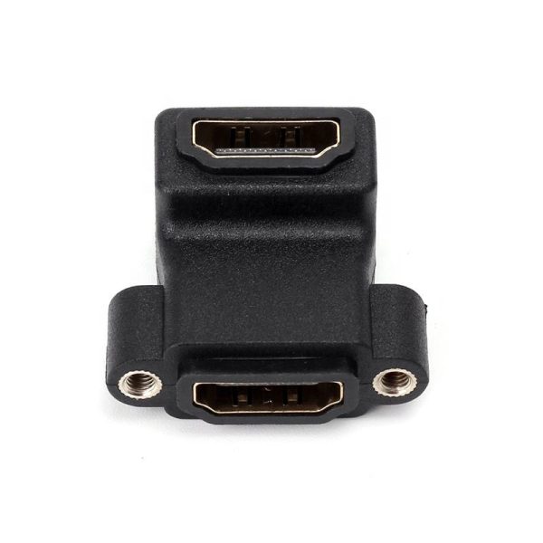 90° Angle 4K HDMI 2.0 Panel Mount Adapter Coupler with screw locking Female to Female - Imagen 3