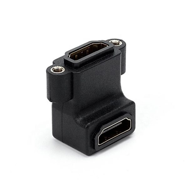 90° Angle 4K HDMI 2.0 Panel Mount Adapter Coupler with screw locking Female to Female - Imagen 6