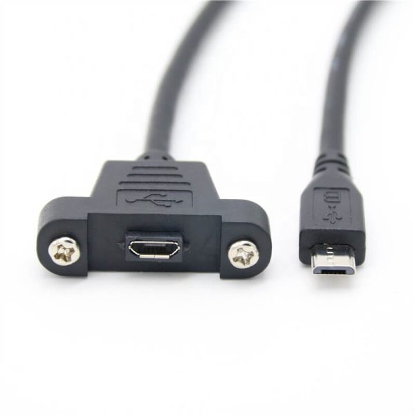 Micro USB 2.0 Panel Mount Cable, Male to Female Extension Cable - Imagen 2