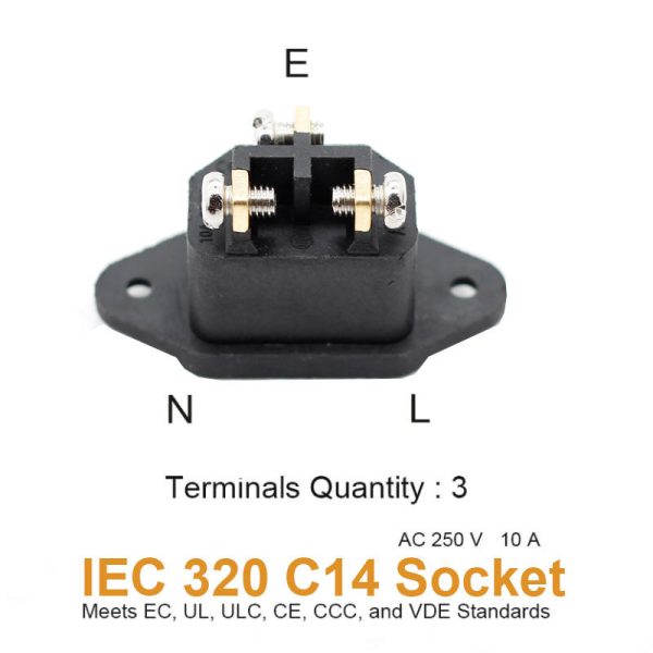 AC C14 Male to Female Power Socket - Imagen 5