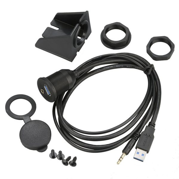 Flush USB 3.0 A 3.5mm Panel Mount Male to Female Car Waterproof Cable - Imagen 5