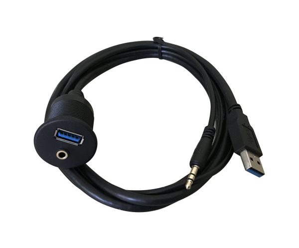 Flush USB 3.0 A 3.5mm Panel Mount Male to Female Car Waterproof Cable - Imagen 3