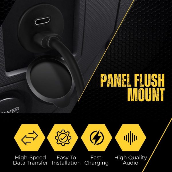 Flush Panel Mount USB-C Dual USB 3.1 C Male to Female Car Waterproof Cable - Imagen 5