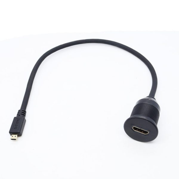 Micro HDMI 2.0 to Panel Mount HDMI Cable Male to Female Car Waterproof Cable - Imagen 2