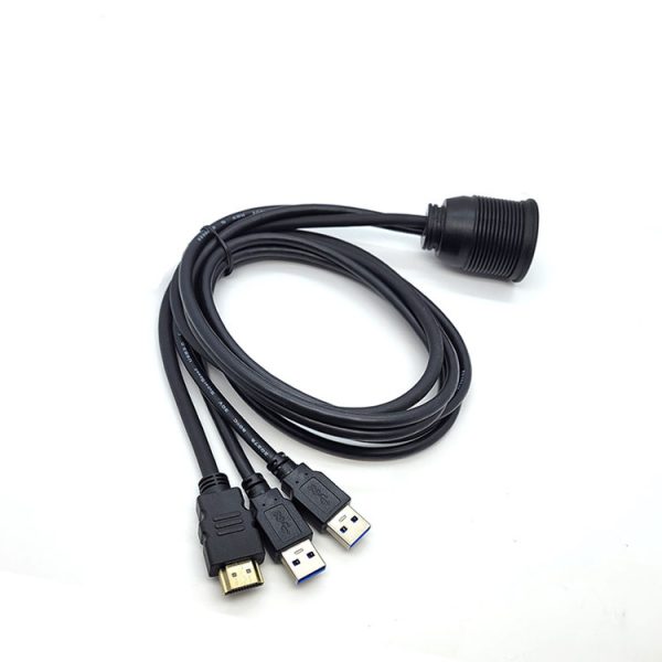 HDMI 2.0 Male to Female and Dual USB 3.0 A Male to Female Car Flush Mount Cable - Imagen 2