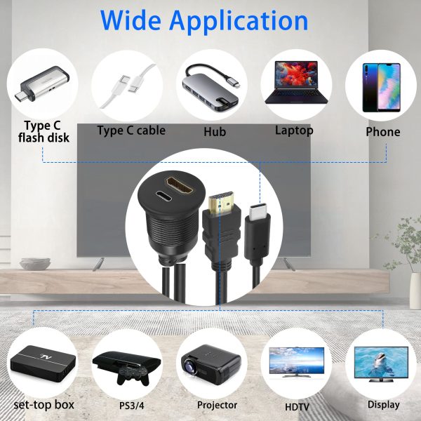 HDMI 2.0 and USB Type C Flush Mount Cable - Imagen 5