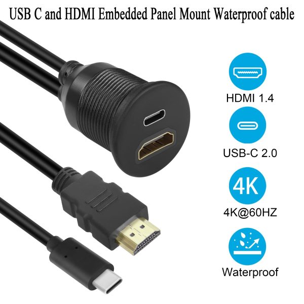 HDMI 2.0 and USB Type C Flush Mount Cable - Imagen 2