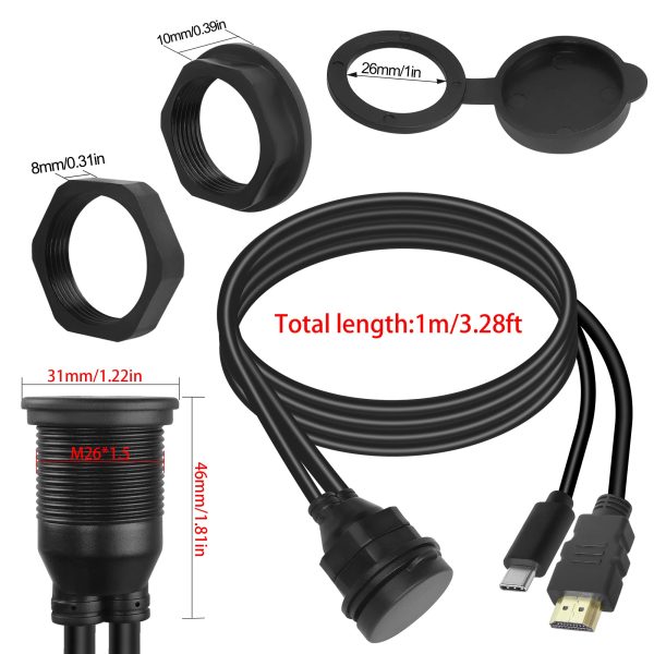 HDMI 2.0 and USB Type C Flush Mount Cable - Imagen 3