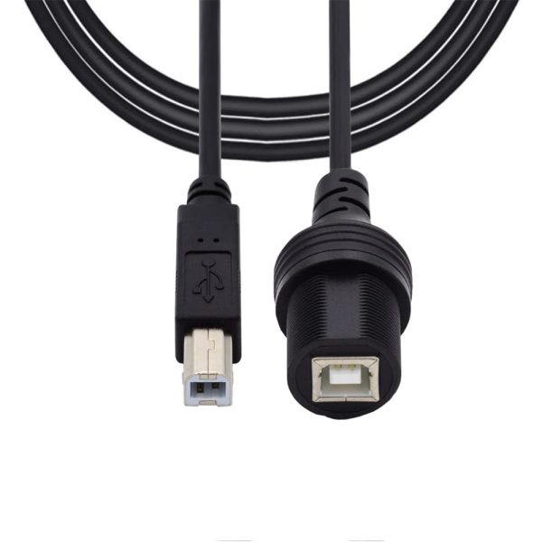 Single Port USB Type B Panel Mount USB 2.0 B Medium Round Flush Mount Cable - Imagen 2