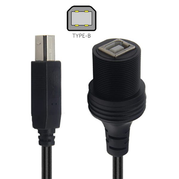 Single Port USB Type B Panel Mount USB 2.0 B Medium Round Flush Mount Cable - Imagen 3