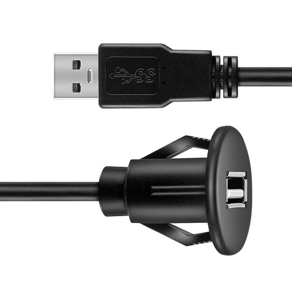 Single Port USB 2.0 A male to female Car Mount Flush Cable - Imagen 4