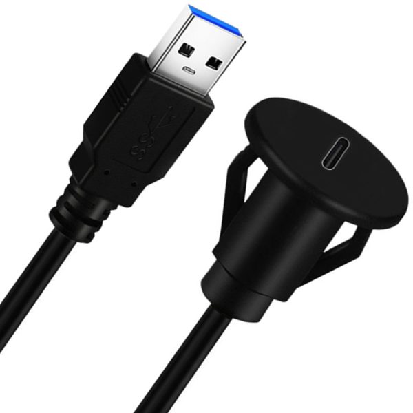 Single Port USB 3.0 A to USB C Panel Flush Mount Extension Cable - Imagen 2