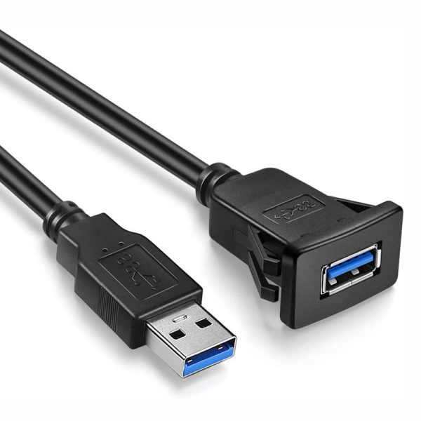 Single Port Square USB 3.0 Panel Flush Mount Extension Cable - Imagen 3