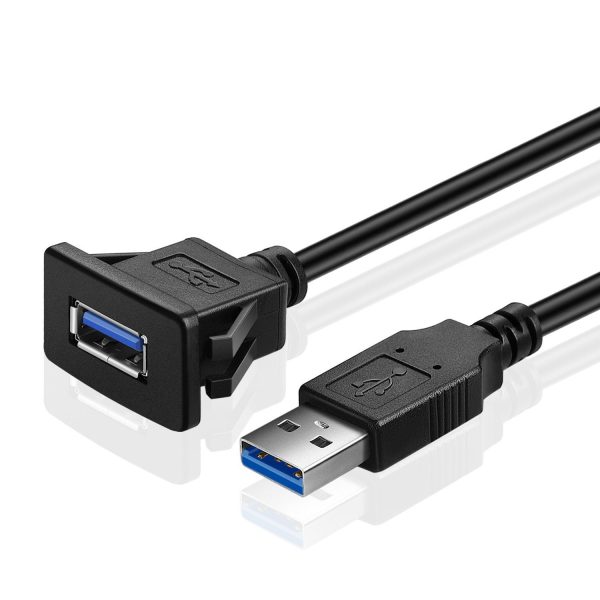 Single Port Square USB 3.0 Panel Flush Mount Extension Cable - Imagen 5