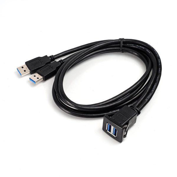 Square Dual USB 3.0 Panel Flush Mount Extension Cable - Imagen 4