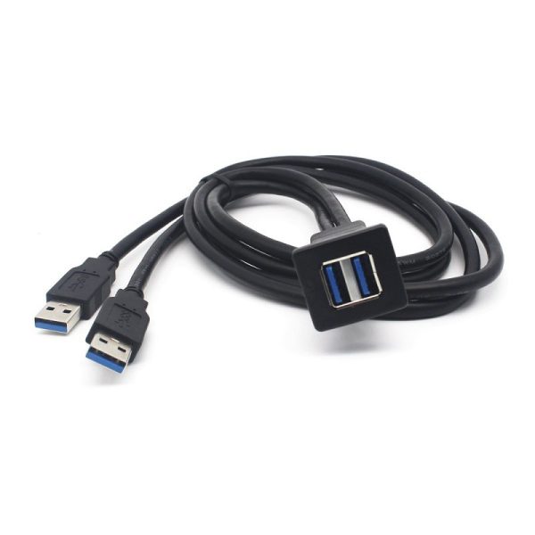 Square Dual USB 3.0 Panel Flush Mount Extension Cable - Imagen 3