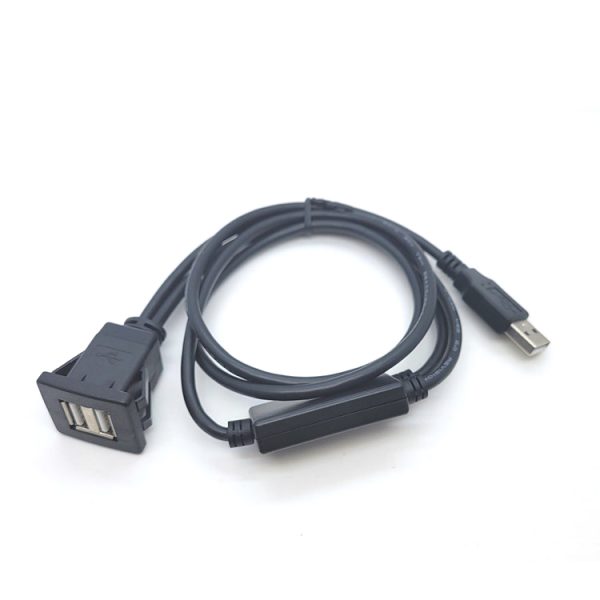 Square USB 2.0 male to Dual USB 2.0 Female Panel Flush Mount Cable - Imagen 2