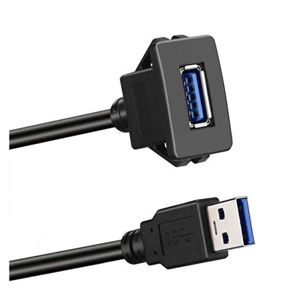 Single Port Square USB 3.0 Panel Flush Mount Extension Cable - Imagen 4