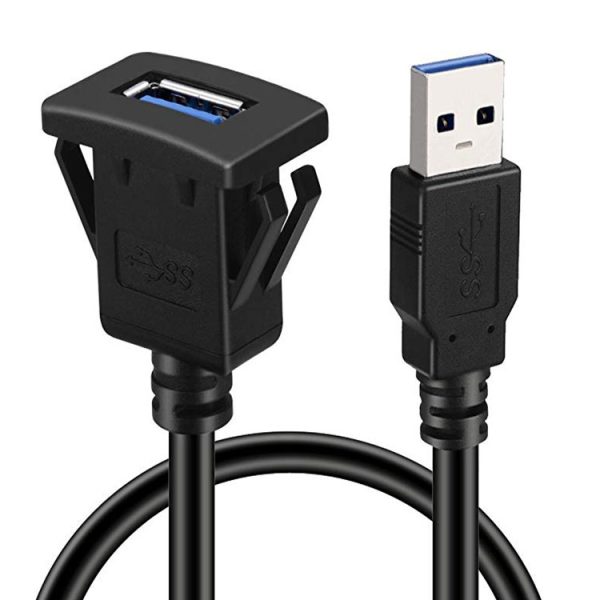 Single Port Square USB 3.0 Panel Flush Mount Extension Cable - Imagen 2