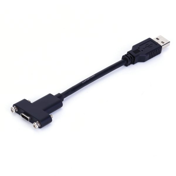 USB 2.0 A to USB-C Panel Mount Cable, Male to Female Extension cable - Imagen 4