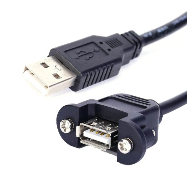 USB Type A Panel Mount Cable, Male to Female Extension Cable - Imagen 2